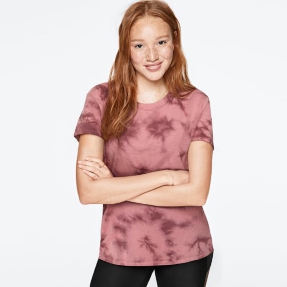Victoria's Secret PINK Perfect Crew Tee Smokey Rose Tie Dye XL